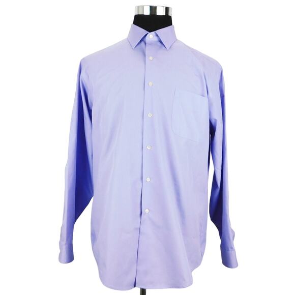 Geoffrey Beene Purple Cotton Blend Long Sleeve Button-Up Mens 17.5 34/35 Shirt - Picture 1 of 6